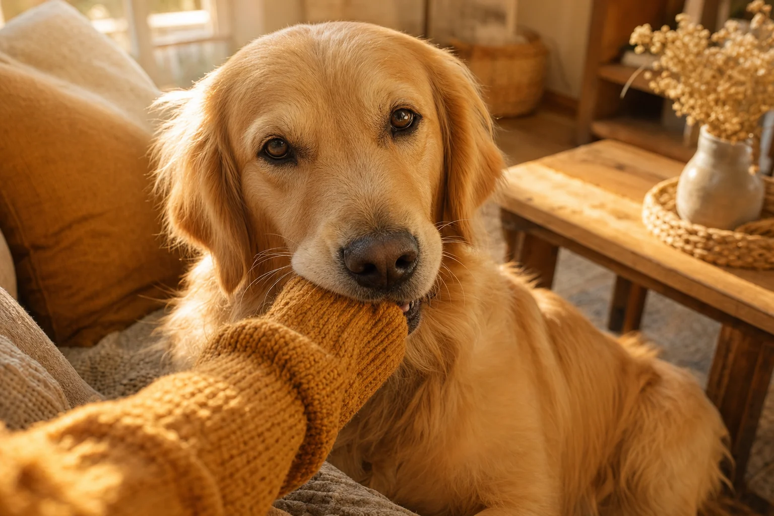 Chien adulte qui mordille, signification et comportement affectif