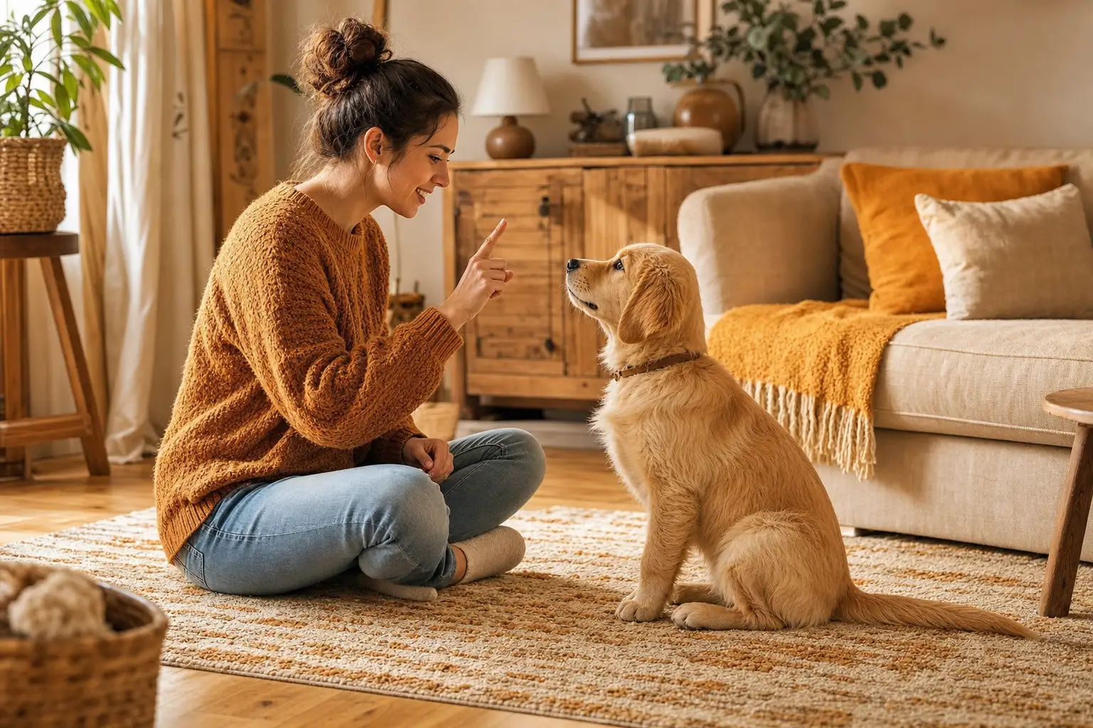 Éducation canine d'un Golden Retriever en appartement