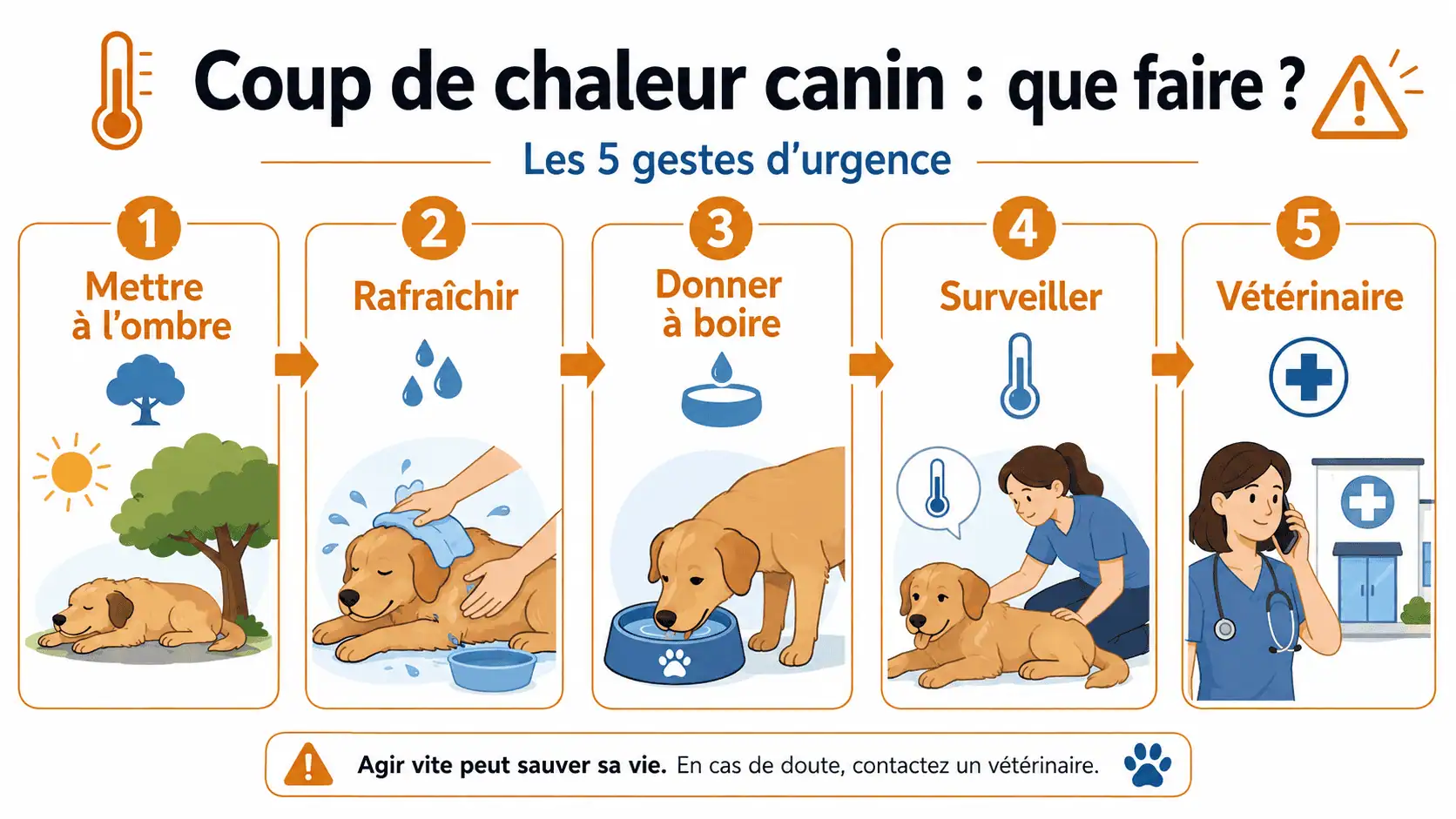 Étapes d'urgence en cas de coup de chaleur canin lors de fortes chaleurs
