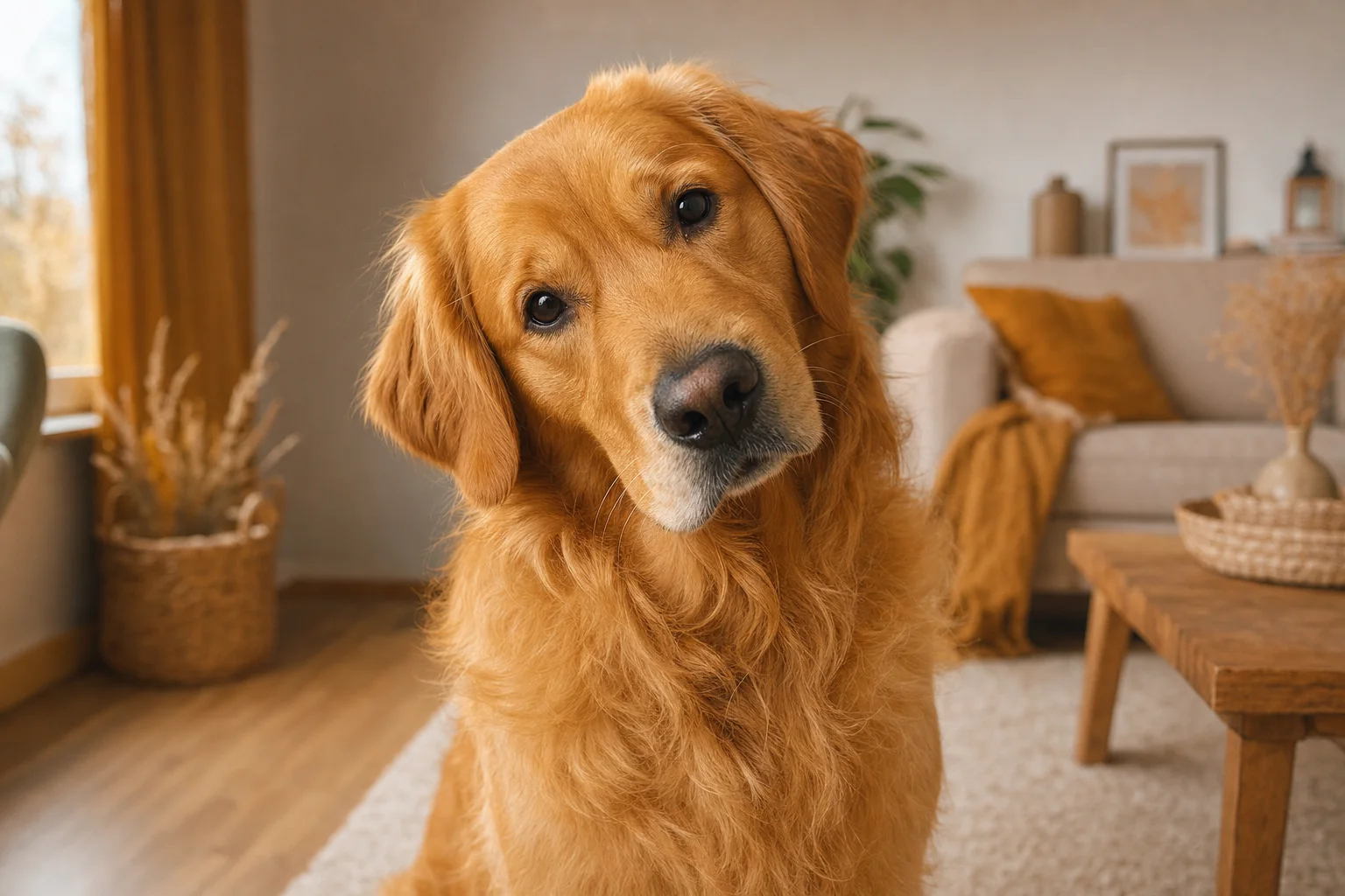Golden Retriever à l'expression curieuse