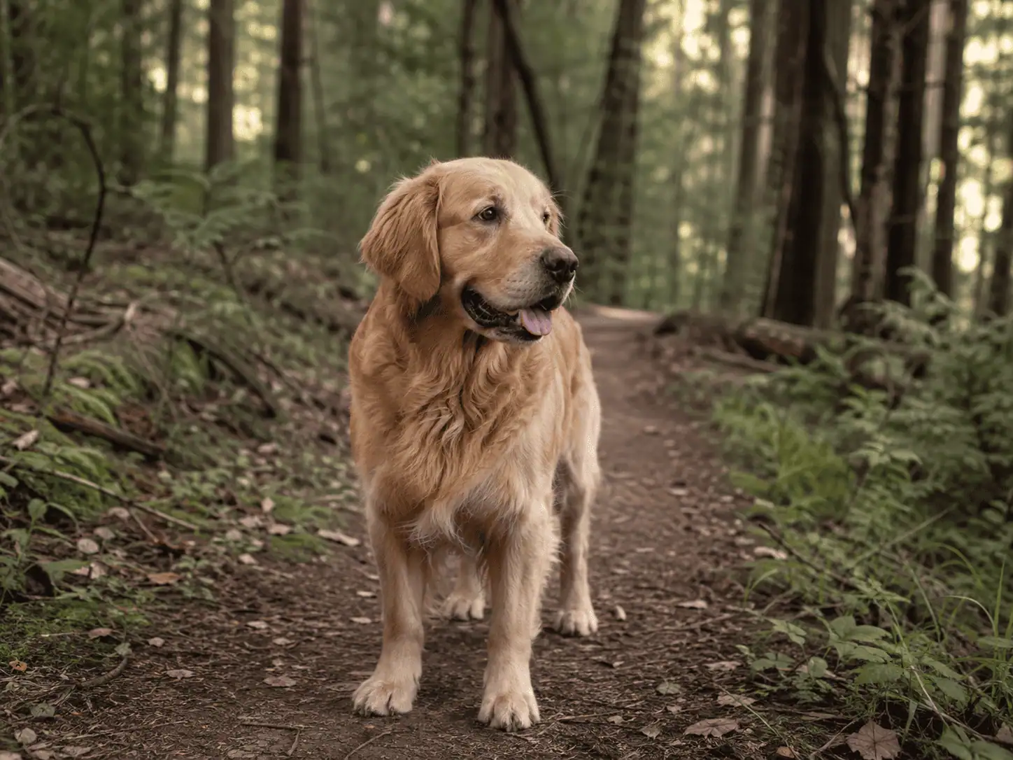 Mâle Golden Retriever en forêt